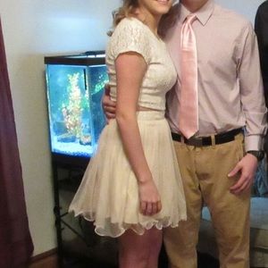 Two Piece Pink Homecoming Dress